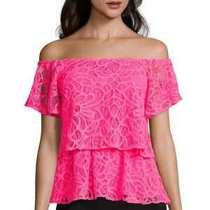 Worthington Off the Shoulder Lace Top